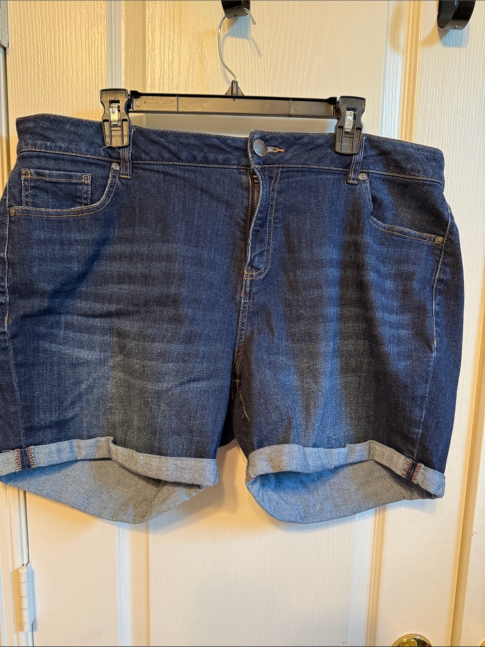 Lane Bryant Dark Blue Rolled-Hem Denim Shorts